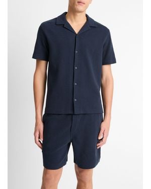 Vince Cotton Bouclé Cabana Shirt - Blue