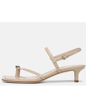 Vince Polli Leather Heeled Toe-Ring Sandal - Natural