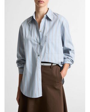 Vince Striped Cotton-Blend Button-Front Shirt - Blue