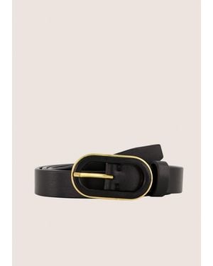 Vince 20Mm Leather-Inlay Buckle Belt - Black