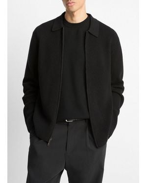 Vince Wool-Blend Two-Way Zip Cardigan - Black