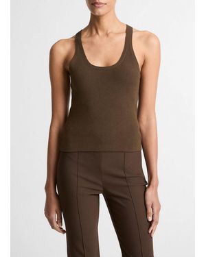 Vince Milano-Stitch Scoop-Neck Sweater Tank - Brown