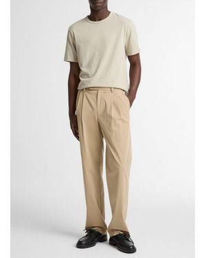 Vince Louie Relaxed Stretch-Cotton Double-Pleated Trouser - Natural