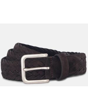 Vince 35Mm Woven Suede Belt - Black