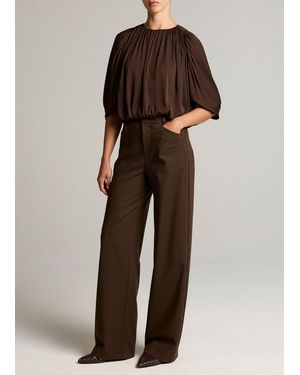 Vince Studded Mid-Rise Wide-Leg Trouser - Brown