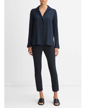 Vince Stretch-silk Crepe De Chine Shirt - Blue