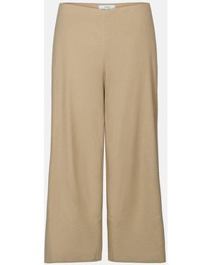 Vince Linen-Blend Cropped Wide-Leg Pant - Natural