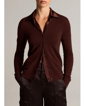 Vince Satin-Trimmed Cashmere Collared Cardigan - Purple