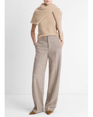 Vince Donegal Wool-Blend Wide-Leg Trouser - Natural