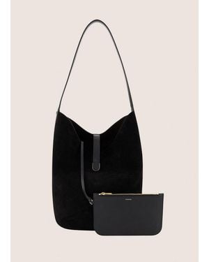 Vince Eris Suede Large Bucket Bag - Black