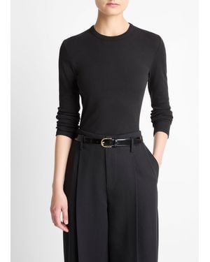 Vince Essential Pima Cotton-Blend Long-Sleeve T-Shirt - Black