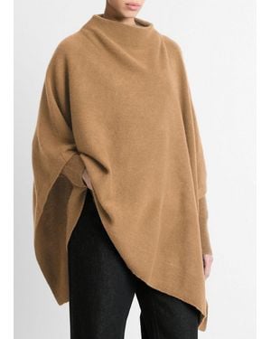 Vince Merino Wool-Cashmere Funnel-Neck Poncho - Natural