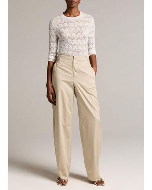 Vince Cotton High-Rise Elastic-Waist Trouser - Natural