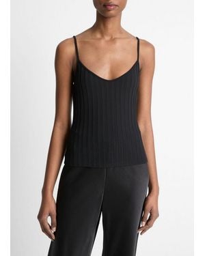 Vince Ribbed V-Neck Camisole - Black