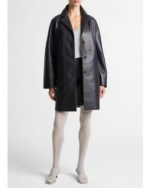 Vince Bonded Leather Coat - Black
