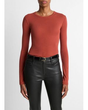 Vince Essential Pima Cotton-Blend Long-Sleeve T-Shirt - Red