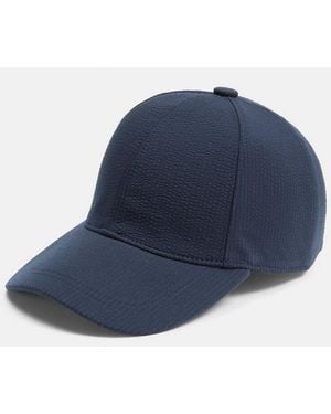 Vince Seersucker Baseball Cap - Blue