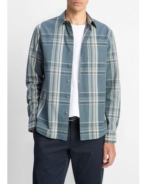Vince Lorimer Plaid Button-Up Shirt - Blue