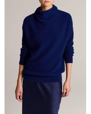 Vince Plush Cashmere Funnel-Neck Jumper - Blue