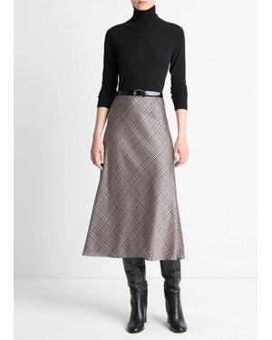 Vince Pressed Plaid Satin Slip Skirt - Multicolor