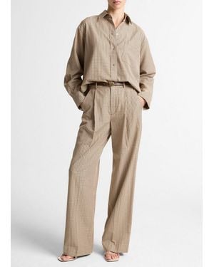 Vince Camille Checked Cotton-Blend Wide-Leg Trouser - Natural
