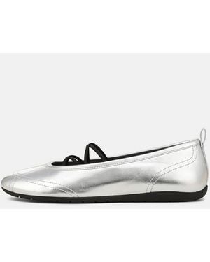 Vince Coralie Metallic Leather Ballet Trainer - White