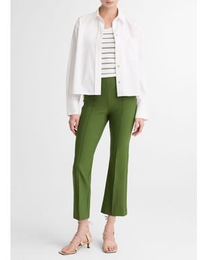 Vince Niki Mid-Rise Pintuck Crop Flare Pant - Green