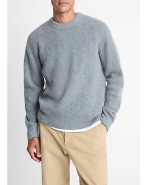 Vince Plush Cashmere Thermal Crew Neck Sweater - Blue
