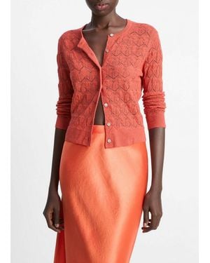 Vince Lace-Stitch Cotton Cardigan - Orange