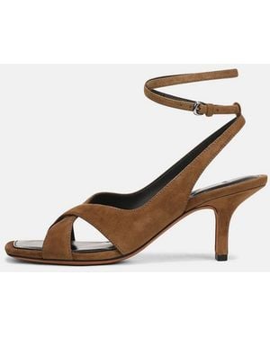 Vince Lola Suede Heeled Wrap Sandal - White