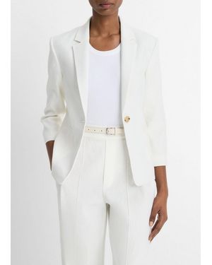 Vince Linen-Blend Shrunken Blazer - White