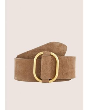 Vince Willa 50Mm Suede Waist Belt - Natural