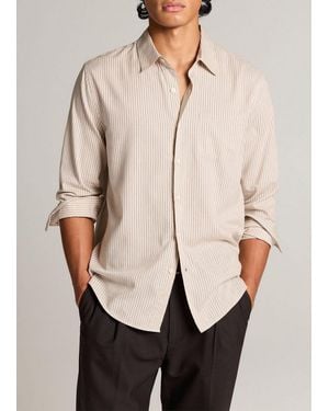 Vince Canyon Stripe Cotton-Blend Button-Front Shirt - Natural