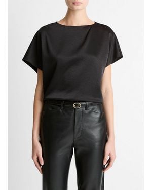 Vince Draped Satin Dolman-Sleeve Blouse - Black
