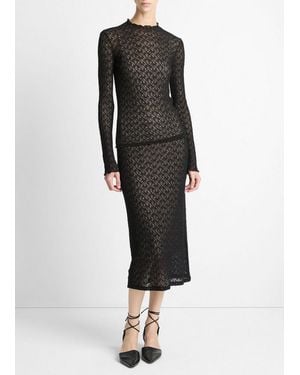 Vince Cotton-Blend Diamond Lace Skirt - Black