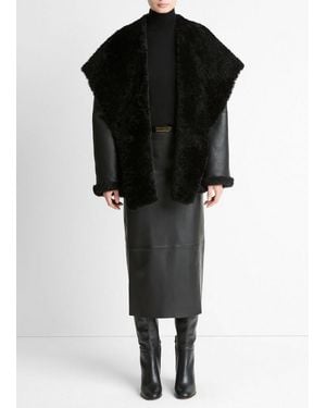 Vince Shearling Hooded Jacket - Black