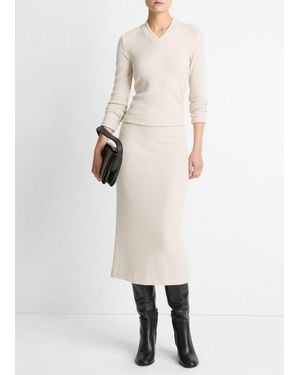 Vince Cozy Rib Midi Skirt - Natural