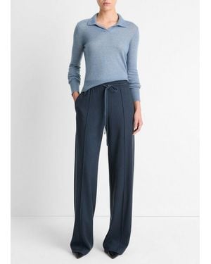 Vince Wool-Blend Drawstring Pull-On Trousers - Blue