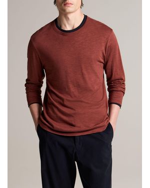 Vince Slub Pima Cotton Double-Layer T-Shirt - Red