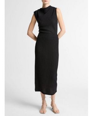 Vince Shadow Grid Midi Skirt - Black