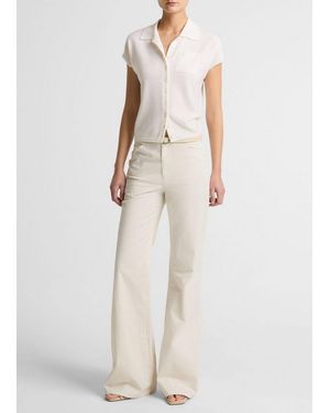 Vince Italian Stretch-Cotton Flare Pant - Natural