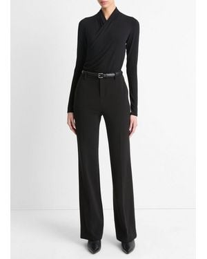 Vince Fixed Wrap Long-Sleeve Top - Black