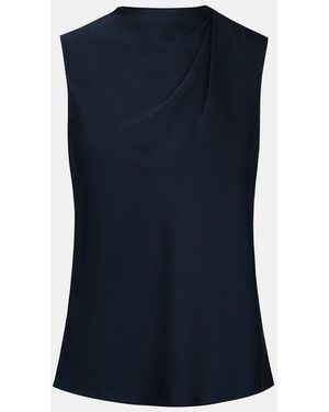 Vince Draped Satin Shell - Blue