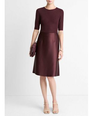 Vince Satin A-Line Knee Skirt - Red