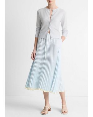 Vince Pleated Satin Tiered Skirt - Blue