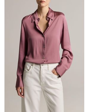 Vince Silk-Blend Slim Button-Front Blouse - Pink