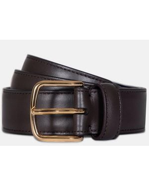 Vince 32Mm Stitched Leather Belt - Black