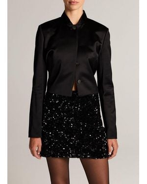 Vince Cropped Satin Jacket - Black