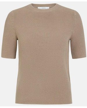 Vince Cotton-Blend Short-Sleeve Sweater - Natural