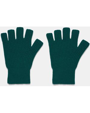 Vince Plush Cashmere Rib-Knit Fingerless Glove - Green